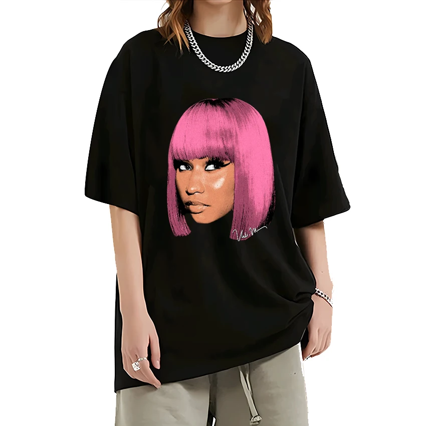 Rapper Nicki Minaj vintageT shirt Men Women ' s Fashion O-Neck Hip Hop streetwear Loose Tops short sleeve Unisex Cotton T-shirts