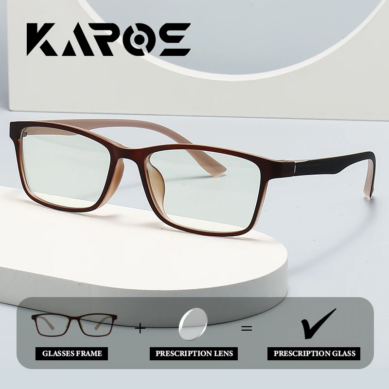 

KAROS Fashion-Forward Square Glasses Large Frame for Men and Women Progressive Multifocal Lenses Anti-Blue Light Photochromic
