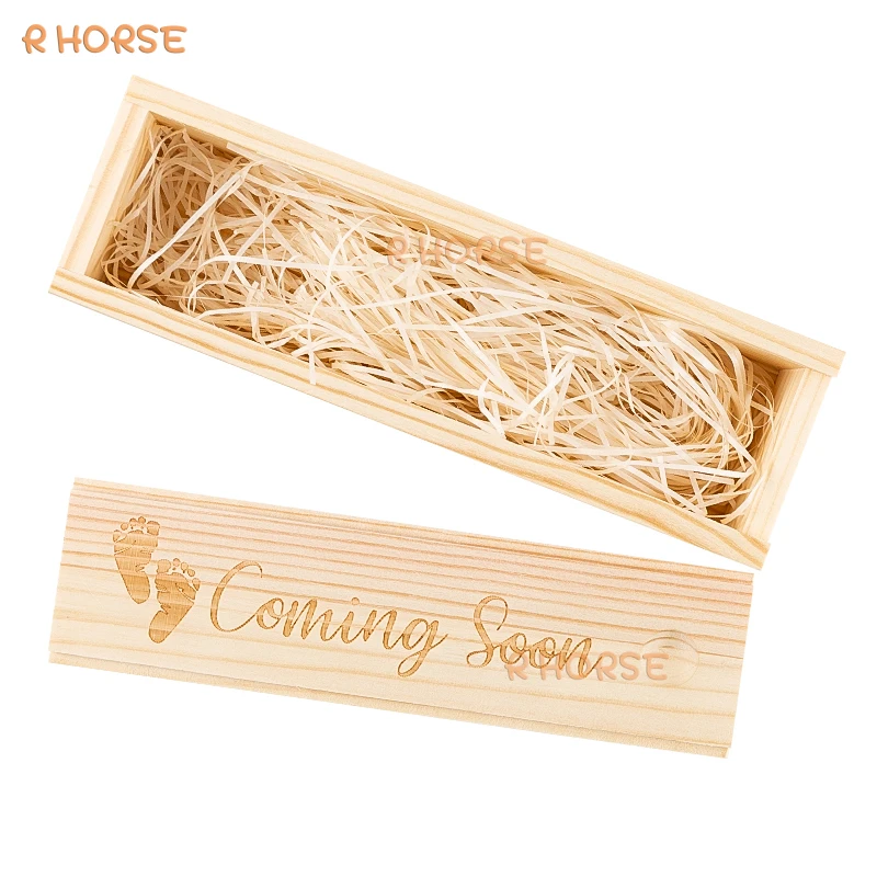 Pine Wood Pregnancy Test Keepsake Box Baby Coming Soon Birth Hairs Ultrasound Pictures Storage Memory Souvenir for New Parents