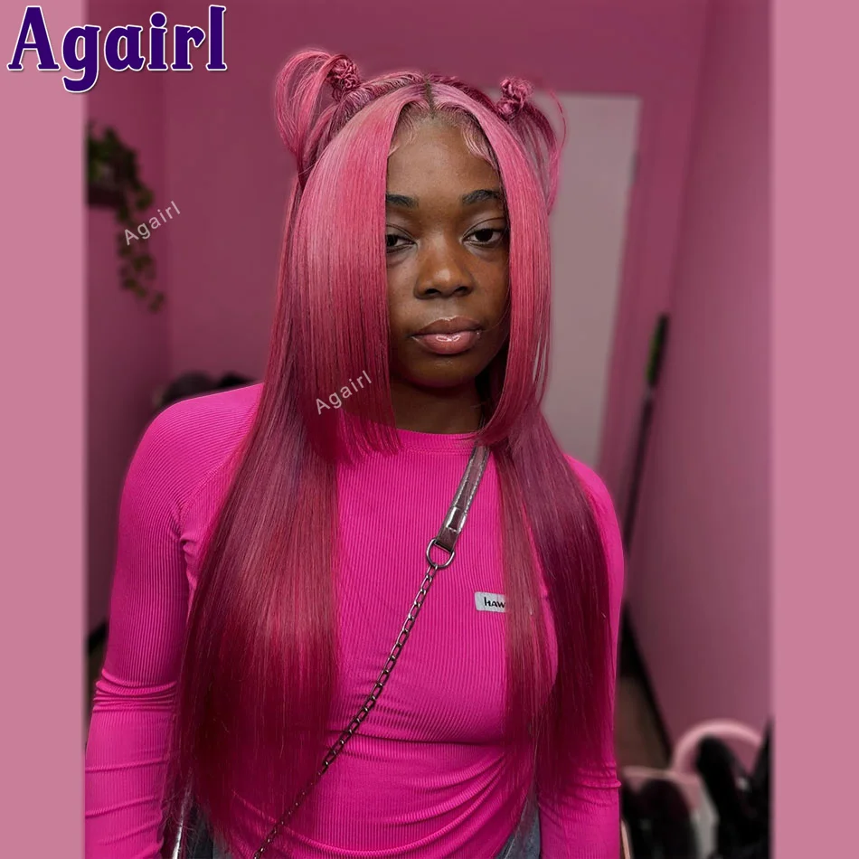 

12A 13X6 Lace Frontal Wig Dark Pink 613 Colored Bone Straight 5X5 6X4 Lace Closure Human Hair Wigs For Women 200% Density 32Inch
