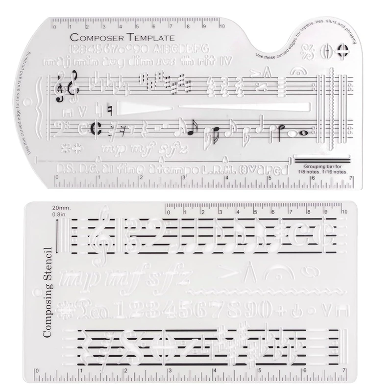 Song Writer's Composing Template Stencil, Staff Drawing Ruler, Song Writer's Composing Notation Tool, Composer Symbols-AD03