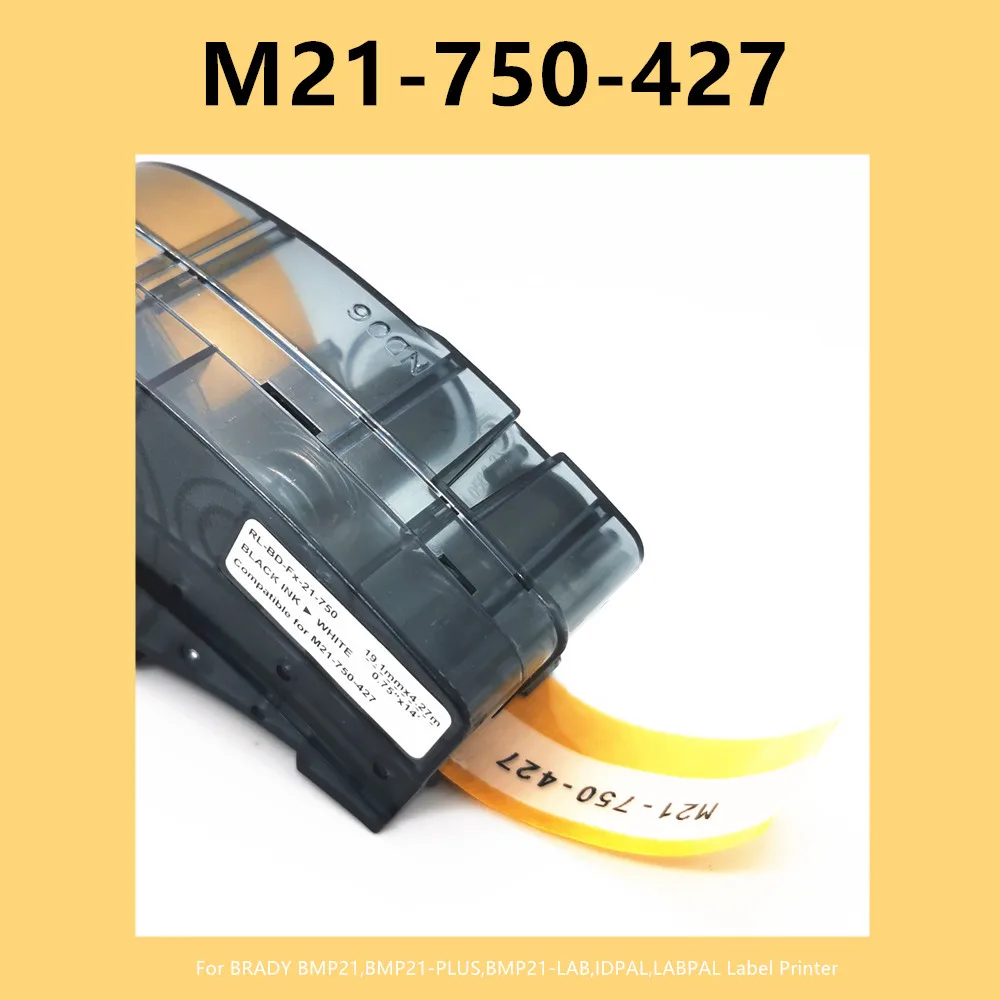 Imagem -02 - Pack Auto Lam Vinyl Label Tape Recharge M21 750 427 Preto no Branco Cartucho Ribbon For Labellerhandheld Label Printer 1020