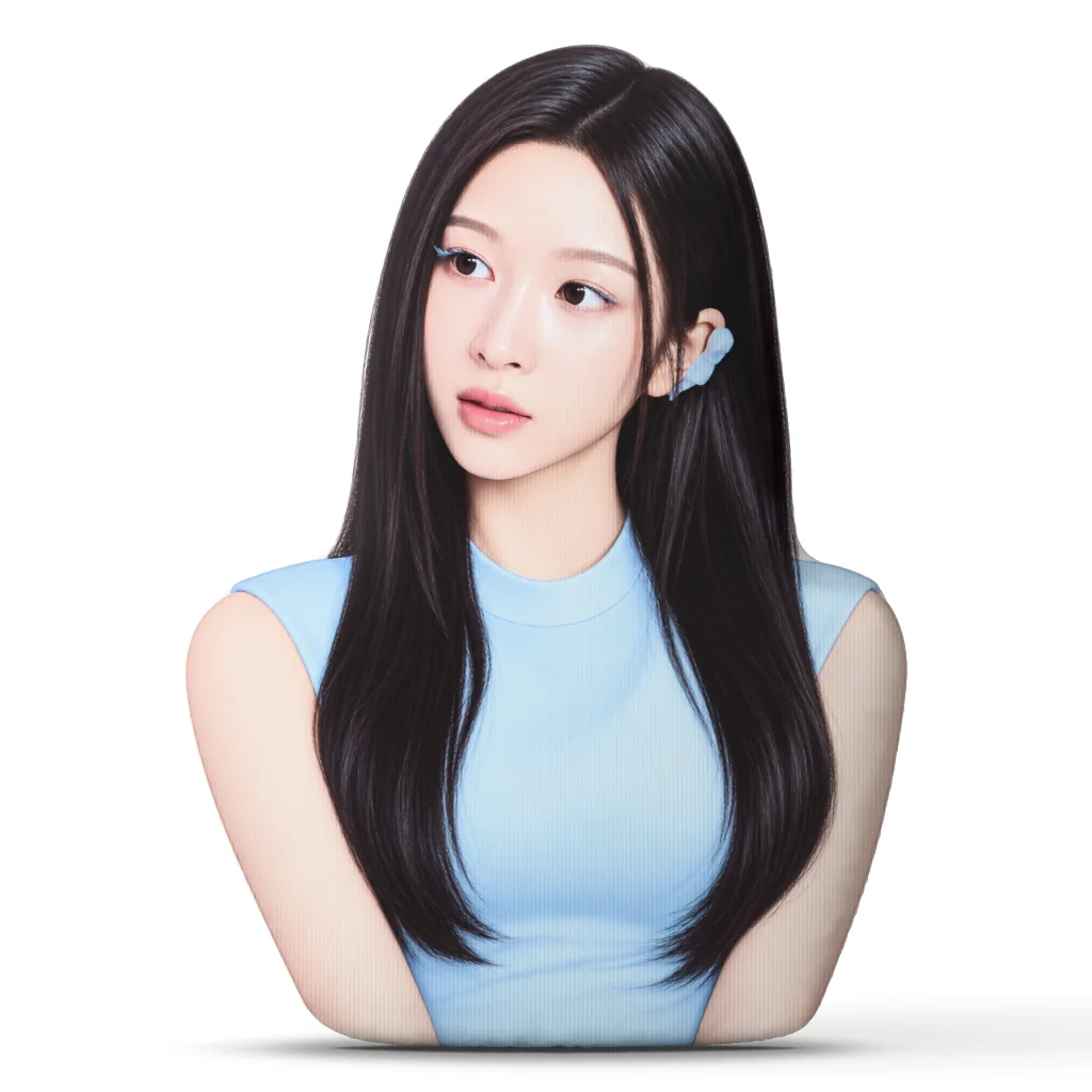 YOUNG A2O LITE Portrait Shaped Stuffed Pillow Cushion Throw Pillow for Sofa Bedroom Home Decor Gift for Fans Long Hair Blue