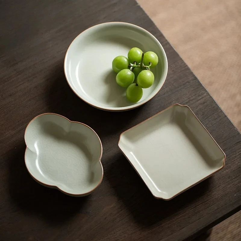 Cream Ru Kiln Pot Bearing Holder Zisha Pot Heat Insulation Pad Dry Soaking Table Tea Tray Coasters Cafes Accessories Ornaments - view 4