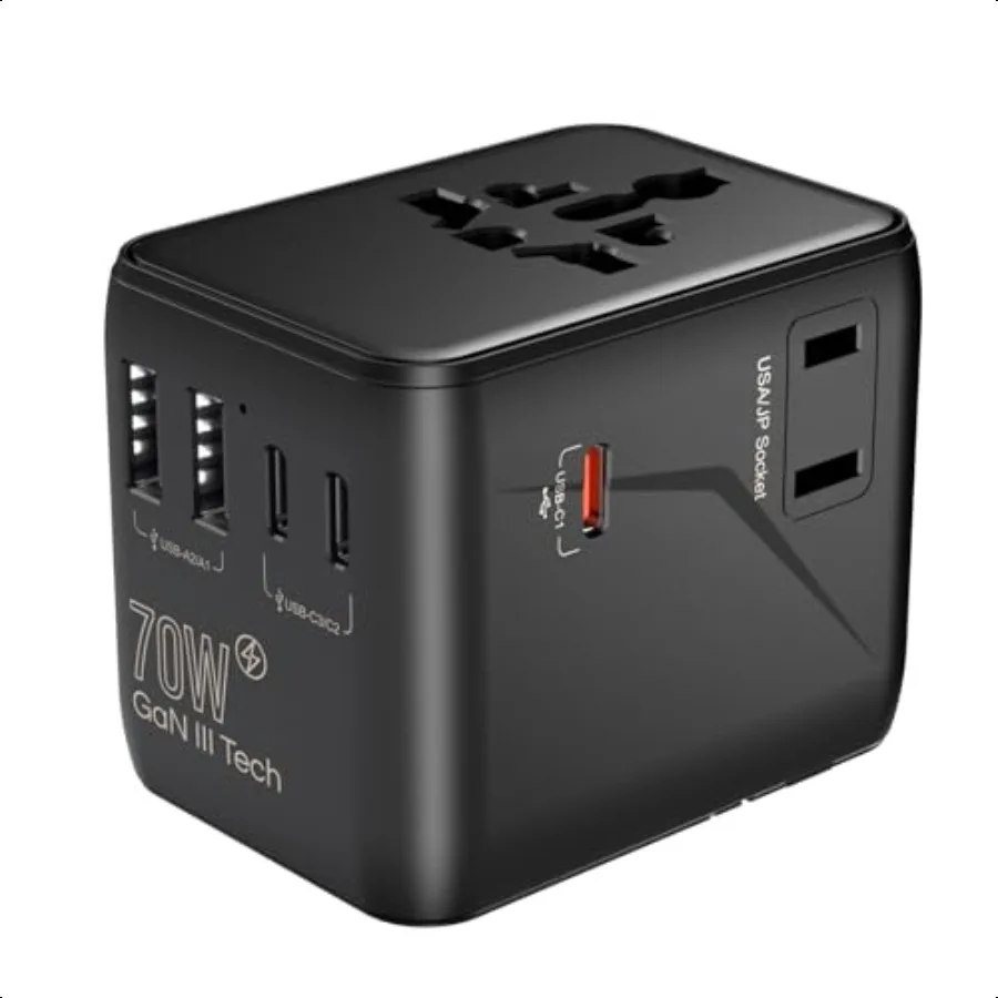 

Universal Travel Adapter International Plug 70W European Travel Plug Adapter Worldwide US AUS EU UK Spain Germany Ireland Italy