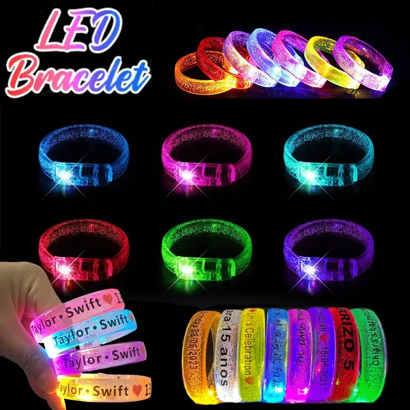 

50pcs Customized LED Bracelets Luminous Bracelets Christmas Neon Party Wedding Birthday Party Decorations