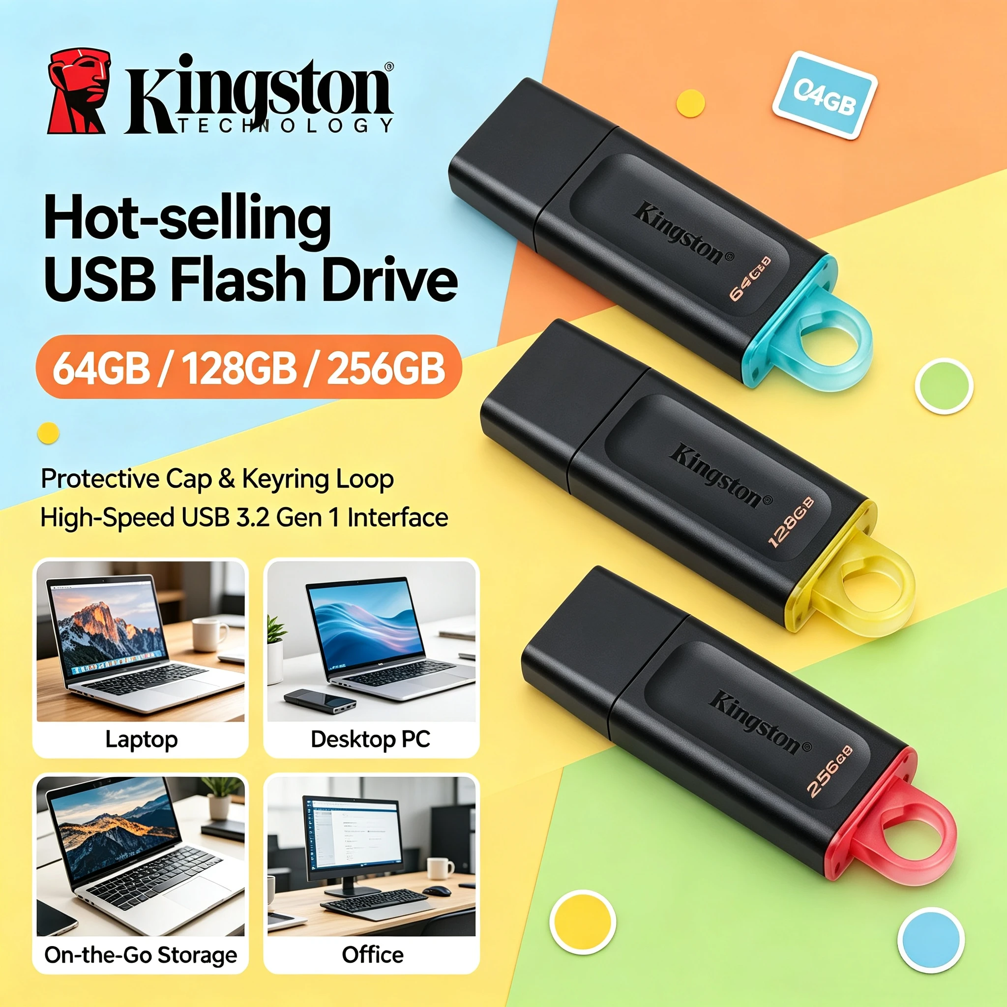 NEW Kingston 32GB 64GB 128GB 256GB USB 32 Gen1 DTX Mini Memory Stick Flash Drive for Laptop PC Desktop Computer Pro Storage