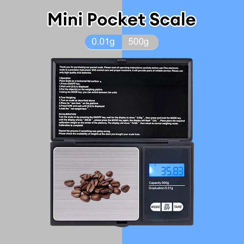 

500g/0.01g Jewelry Mini Stainless Steel Electronic Scale Digital Pocket Scale Gold Gram Balance Weight Scale Portable Scale 1Pc