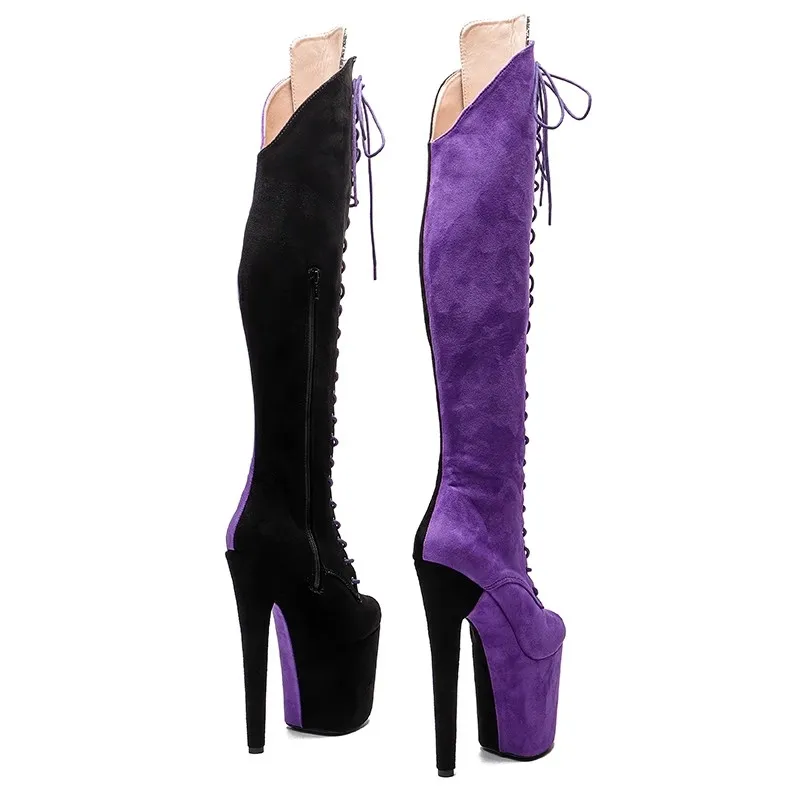 LAIJIANJINXIA New 20CM/8Inch Suede Upper Women's Platform Party High Heels Modern Knee-High Boots Pole Dance Shoes 205