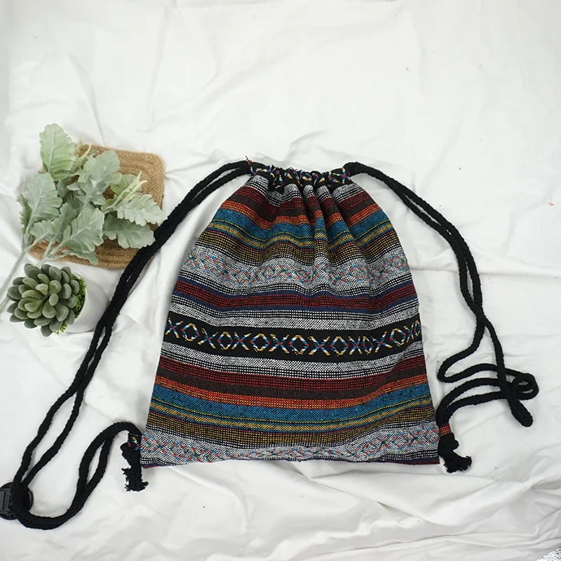 2025 mulheres tecido mochila feminino cigano boêmio boho chique asteca ibiza tribal étnico cottage macio marrom cordão mochila sacos