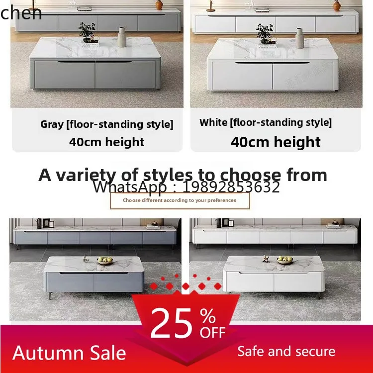 

all-solid wood rock slab coffee table TV cabinet combination simple floor storage coffee table living room decoration