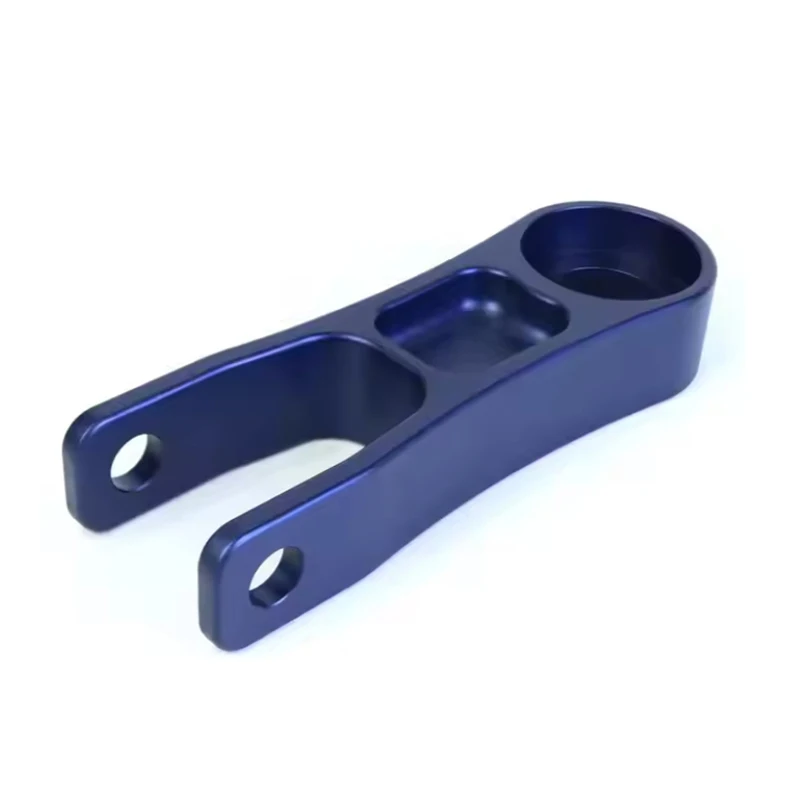

Custom Blue anodized aluminum alloy connecting rod special shaped structure precision CNC machining parts