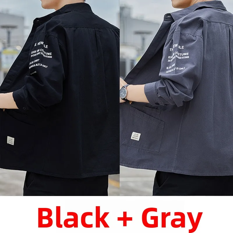 Men's Long Sve Work irt Outdoor Wear Resistant Stainproof Autumn Workwear Loose Fit Youthful Sle Polyester Fiber