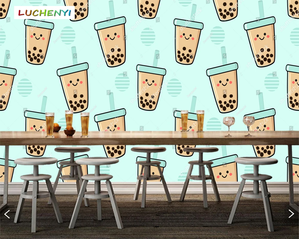 Papel de parede custom iced lemon tea 3d wallpaper mural, restaurant juice shop kitchen dining room wall papers sticker