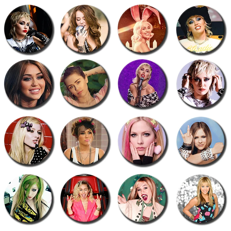 Pop Singer M-Miley Cyrus Button Pins Aesthetic Tinplate Music Album Round Brooch on Clothes Bag Jewelry Accessories