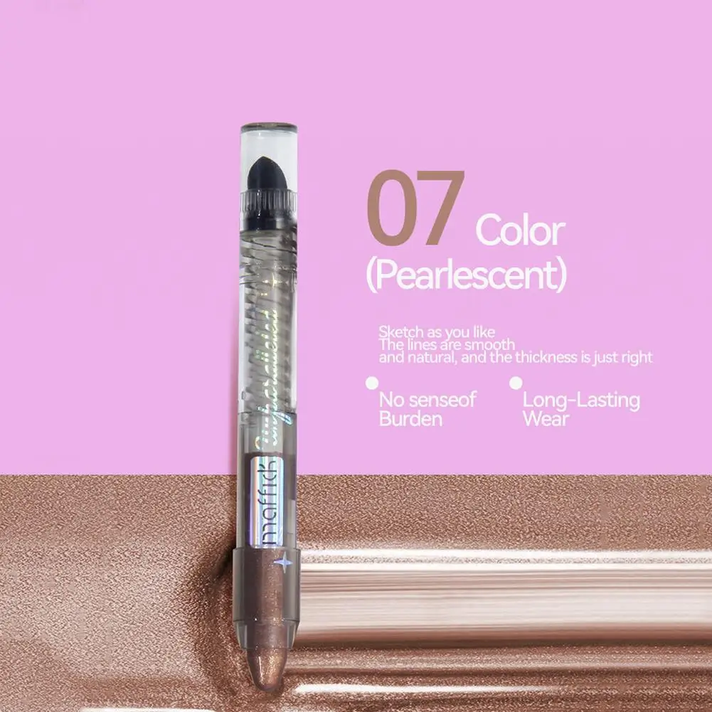 スモーキーダークブラックアイシャドウペンシルスティック 10 パール光沢のある色防水パール光沢のあるグリッターアイシャドウハイライターペン