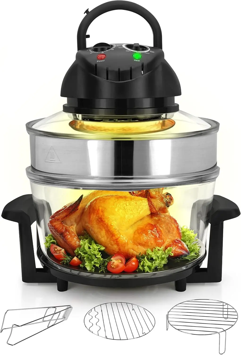 

Convection Countertop Toaster Oven - Healthy Kitchen Glass Air Fryer Roaster Oven, Bake, Grill, Steam Broil, & Roast - Includes
