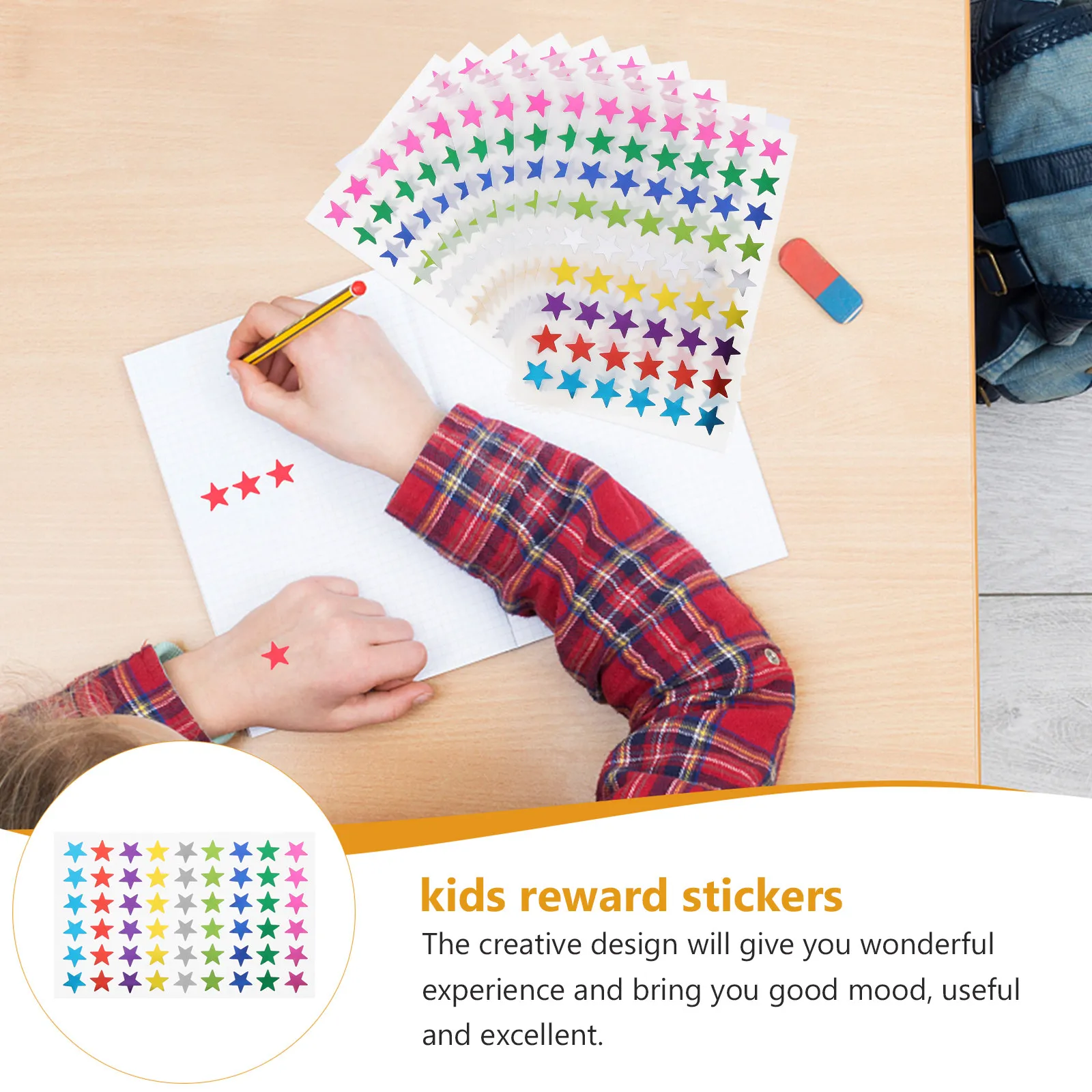 

30 Sheets Fivepointed Star Stickers Kids Reward Labels for Teachers Homeschoolers Bright Colorful Decals for Organizing
