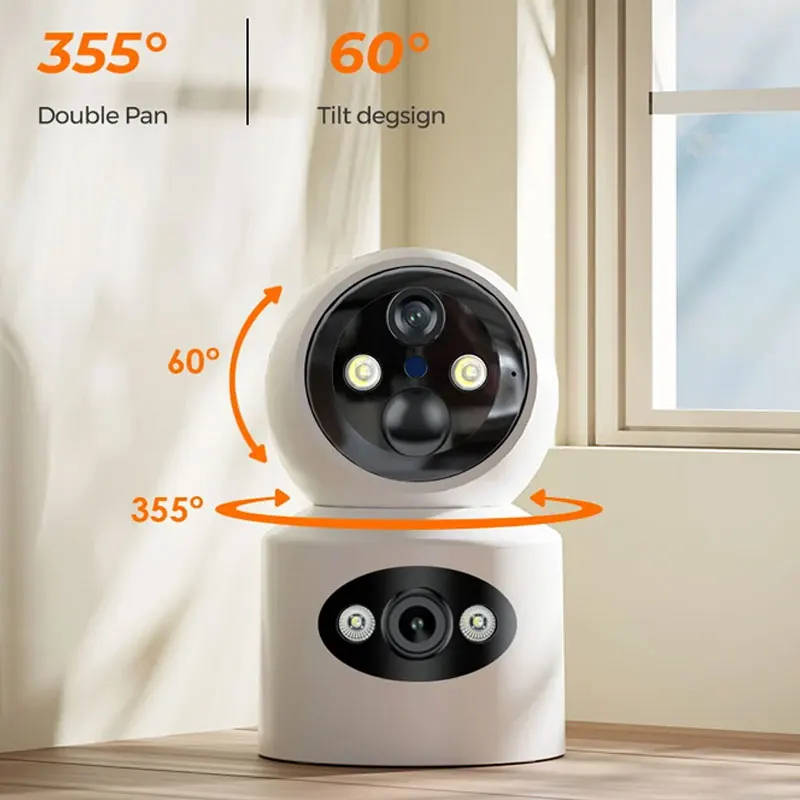 4MP UHD ICsee APP Dual Lens Battery Power PTZ wifi IP Dome Camera Full Color AI Humanoid Detection Security CCTV Baby Monitor