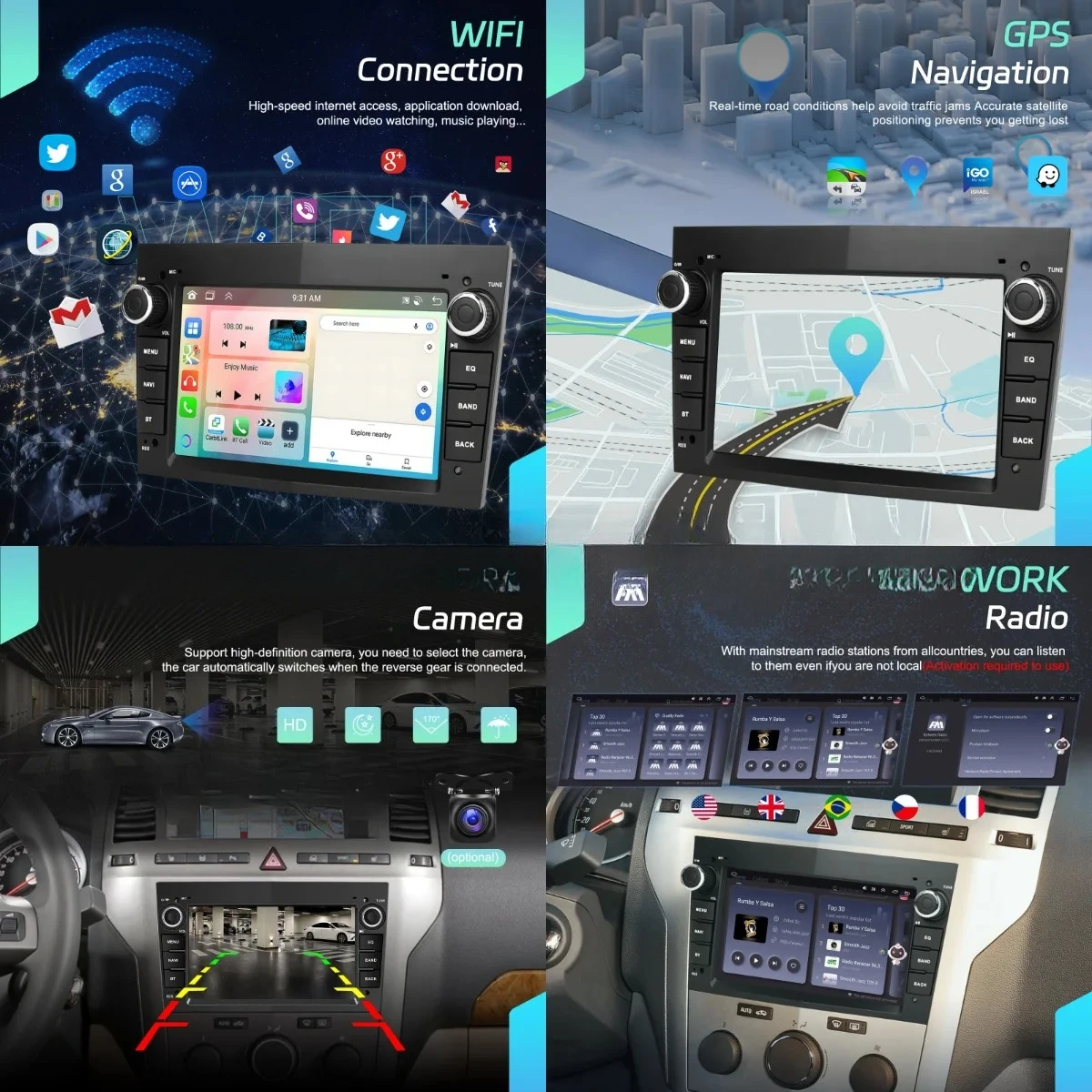 Android Car Radio 6+128GB 7'' Wireless CarPlay Android Auto for Opel Astra/Antara/Vectra/Corsa/Zafira/Meriva IPS/DSP/WIFI
