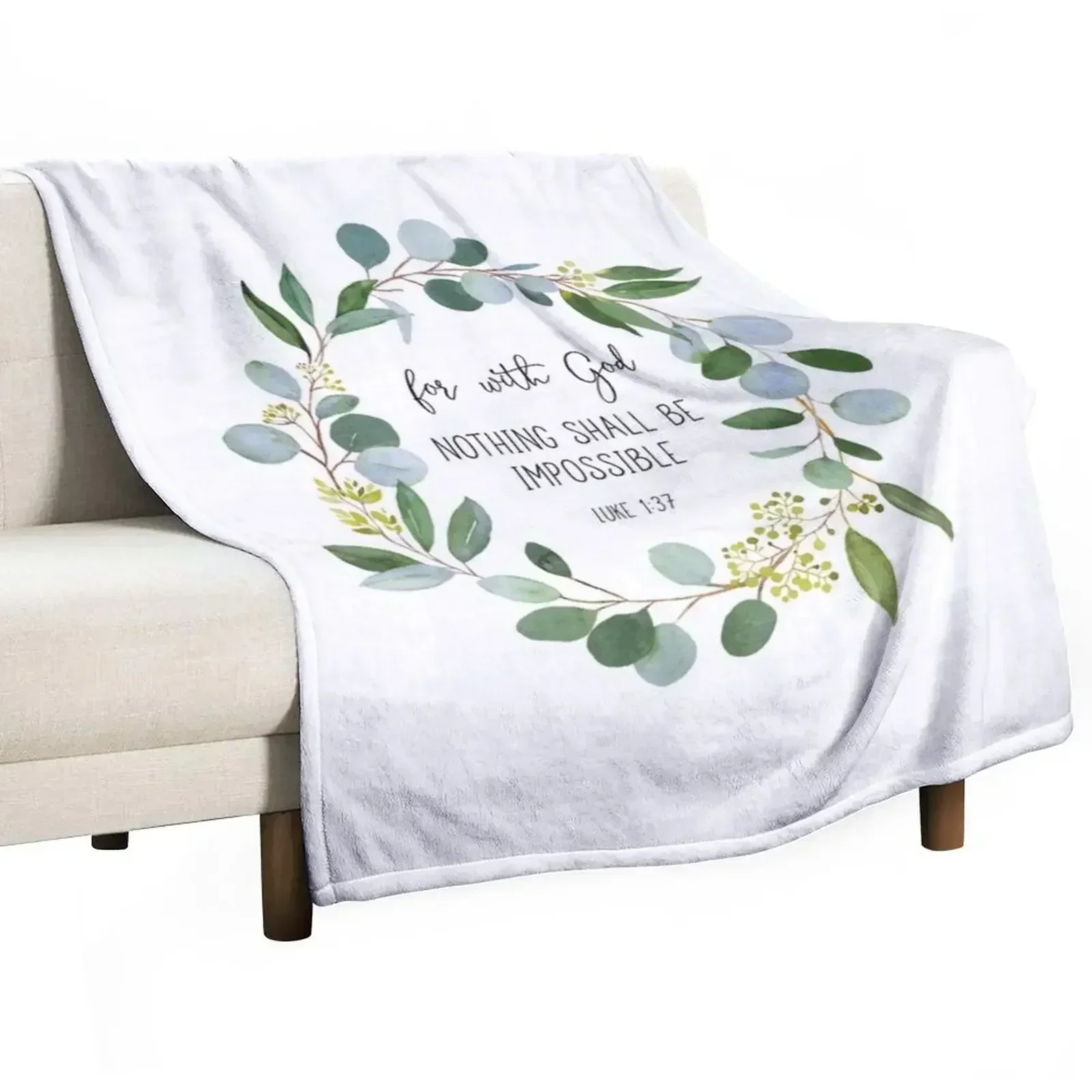 Luke 1:37 Nothing Shall Be Impossible Throw Blanket Shaggy Beach Plaid on the sofa Furrys Picnic Cute Blankets