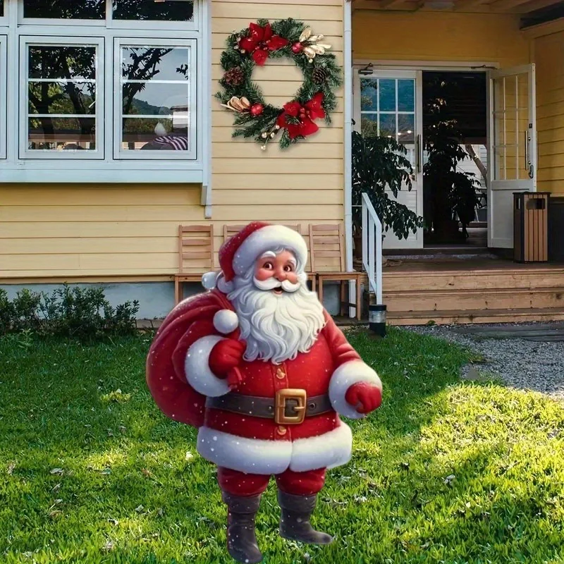 Santa Claus Garden with candy back, indoor and outdoor acrylic decoration, waterproof and wear-resistant pendant ornament