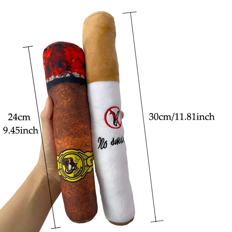 Funny Cigar Plush Toy for Small and Medium Dogs, Fake Smoke, Cigarettes Dog Chew Interactive, Bite Resistant Toy, Pets Supplies