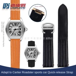 Special interface Plain Cow Quick Release Custom Lea-ther Strap For Cartier sport Roadster W6206018 W6206017 Watchband 19mm 20mm