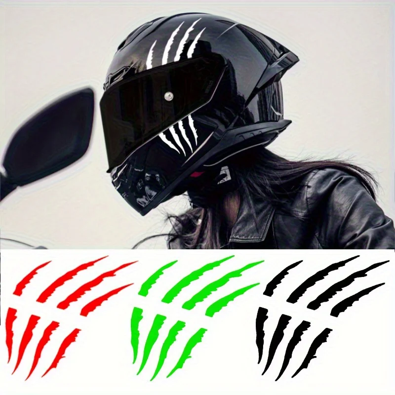 1SET Claw Mark Helmet Stickers, Black Pattern Multiple Sizes Waterproof Adhesive Vinyl Decal for Motorcycle Helmet Decoration
