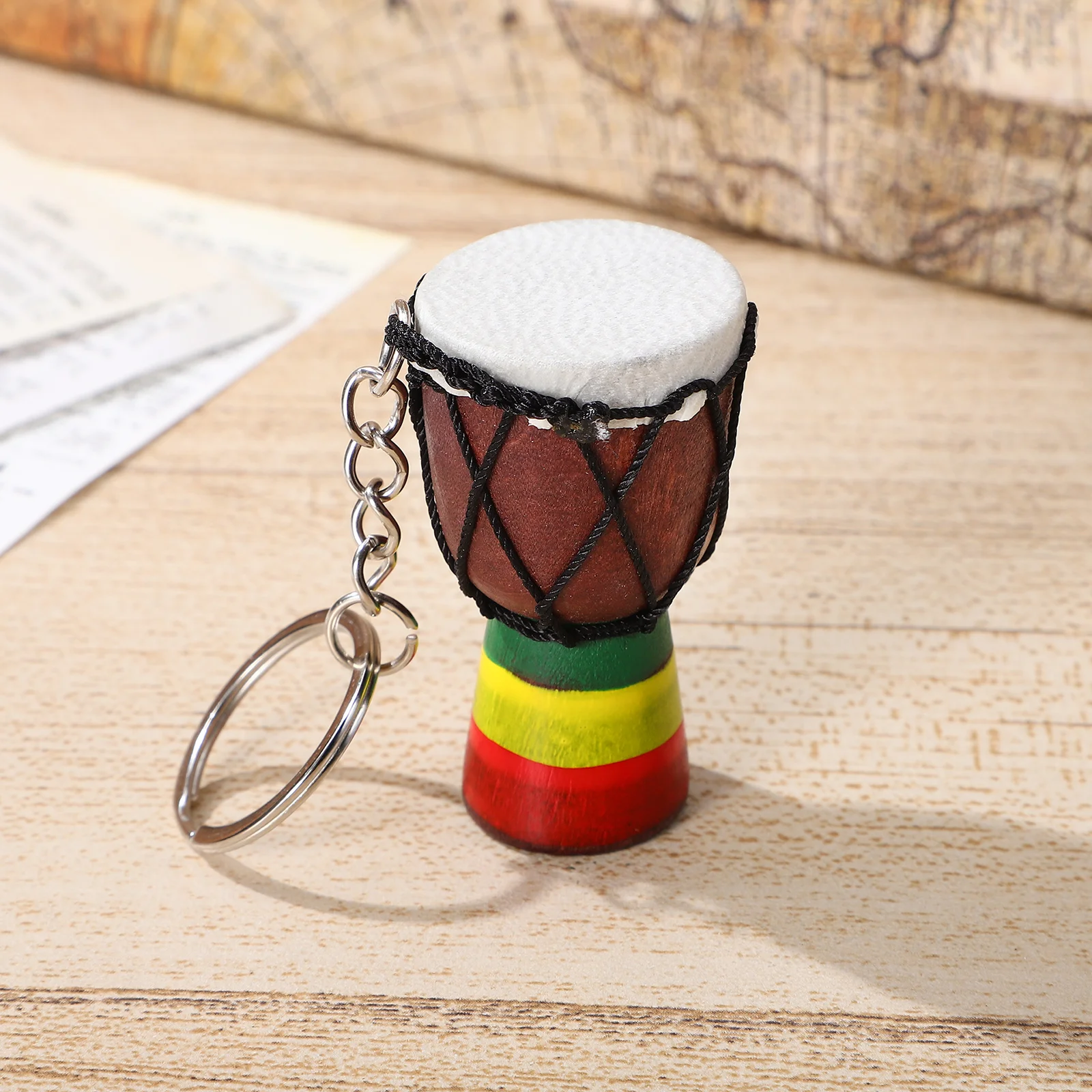 Djembe Keychain Decor Handbag Hanging African Drum Ornament Pendant Ring Decoration