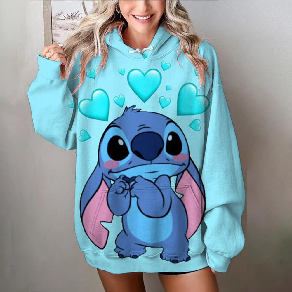 Miniso 2025, Stich Frauen Hoodies 3d Niedlichen Cartoon Druck Frau Langarm Mode Hoodies Street Style Herbst/Winter Neue Pullover