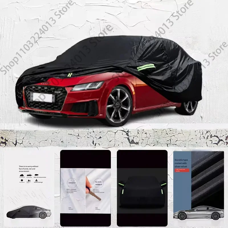 

For Audi TTS Fit Outdoor Protection Full Car Covers 210T Snow Cover Sunshade Waterproof Dustproof Exterior Car cover Black