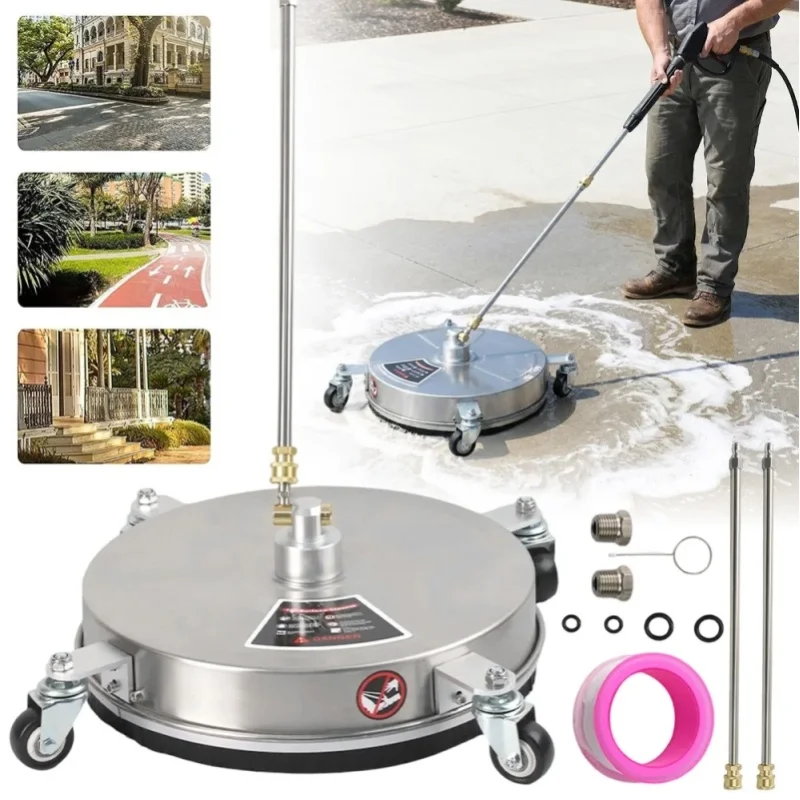 15-Zoll Hochleistungs-Bodenreinigungsbürste mit 4 Rädern - Steifer Borstenkopf für Beton, Fliesen & Naturstein - Professionelles Reinigungswerkzeug für hartnäckige Flecken, Schmutz & Grime - Ideal für