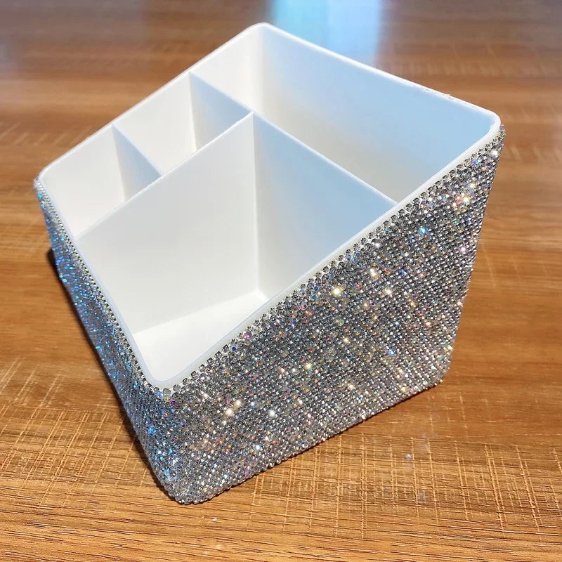 Sparkling Rhinestones Remote Control Organizer TV Remote Holder Table  Desktop Storage Box Desk Stationery Sundries Organizer