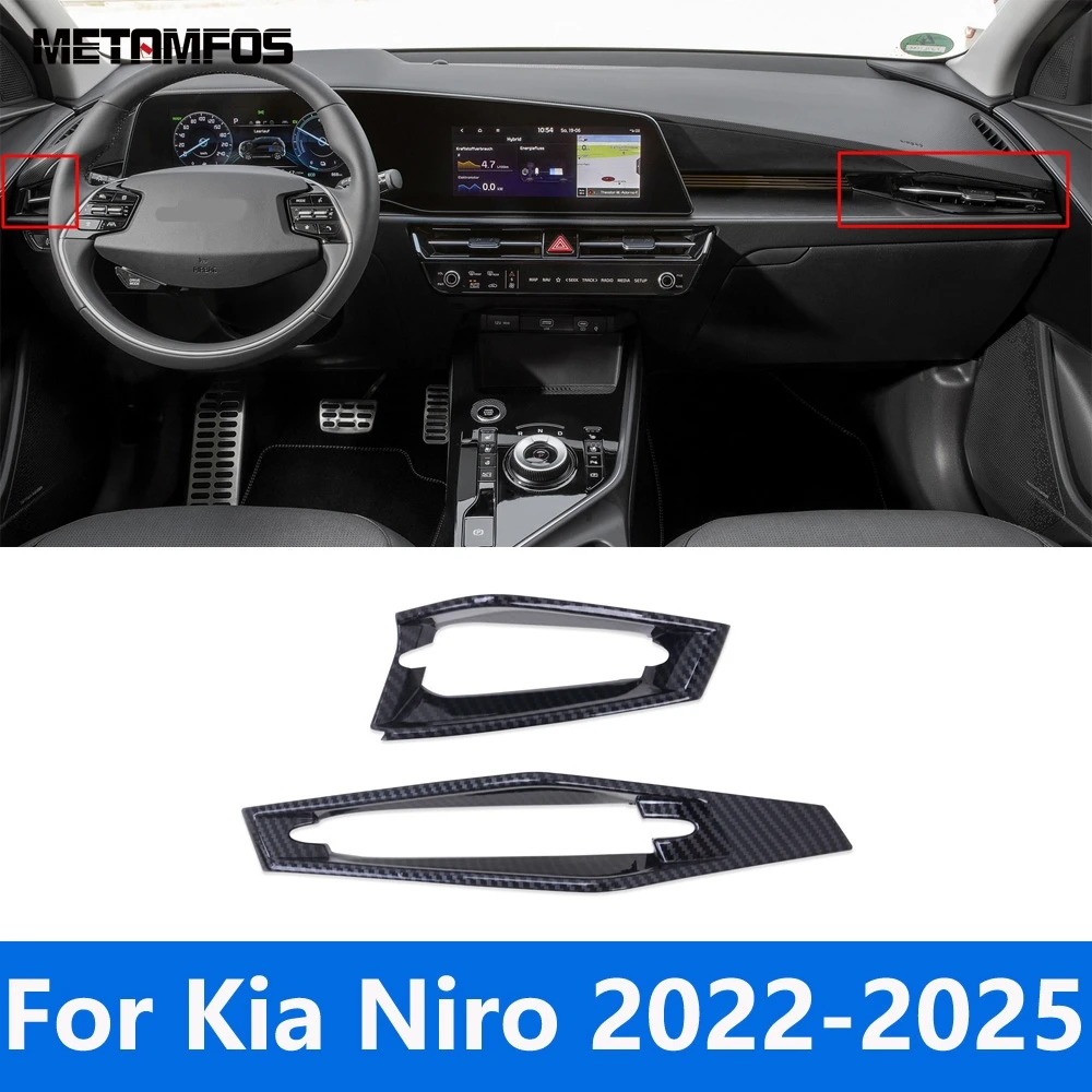 For Kia Niro 2022-2024 2025 Carbon Fiber Side Front Air Condition Vent Outlet Cover Trim Frame Sticker Accessories Car Styling