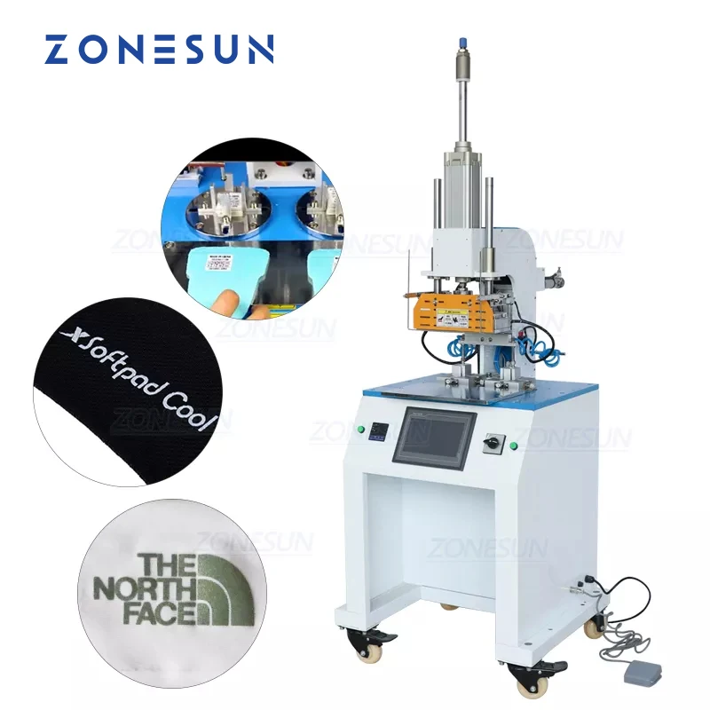 ZONESUN ZY-HTP-C 70*70mm Automatic Stamping Machine leather LOGO Creasing machine stamper transfer Label Brand Embossing machine