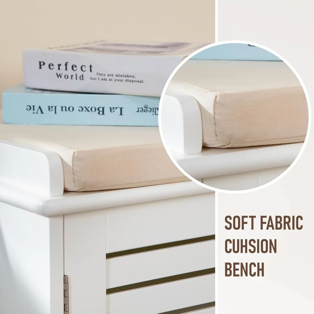 panca portaoggetti con cuscino e ripiani regolabili per ingresso