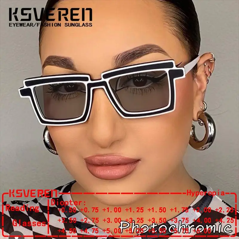 

TR90 Fashion Lady Reading Glasses Photochromic Blue Light Filter Prescription Hyperopia Eyeglasses Optical Glasses Readers Frame