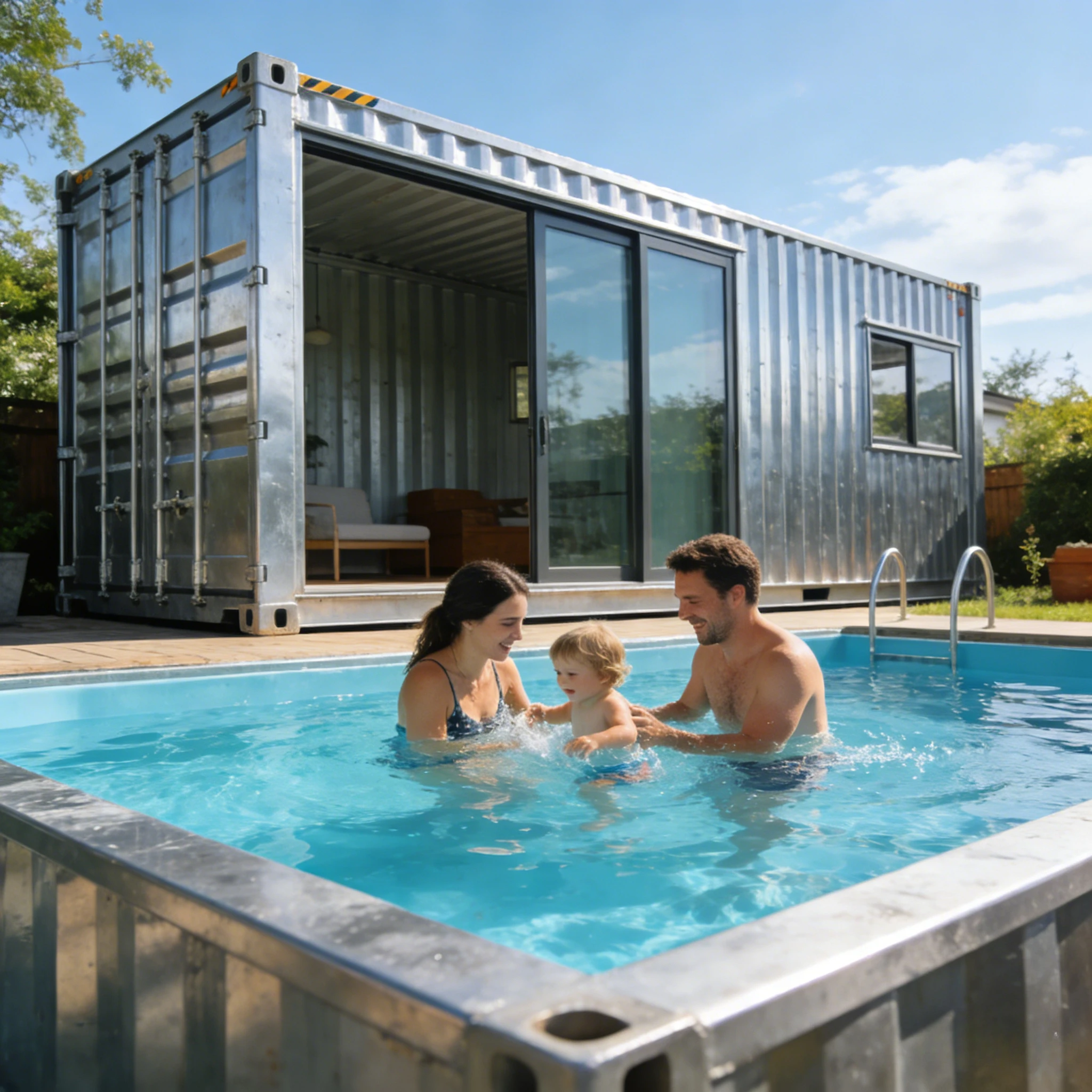 Customized  Commercial Fiberglass Frp Piscine Small Shipping 20ft 40ft Steel Frame Outdoor Container Swimming Pools  for Family