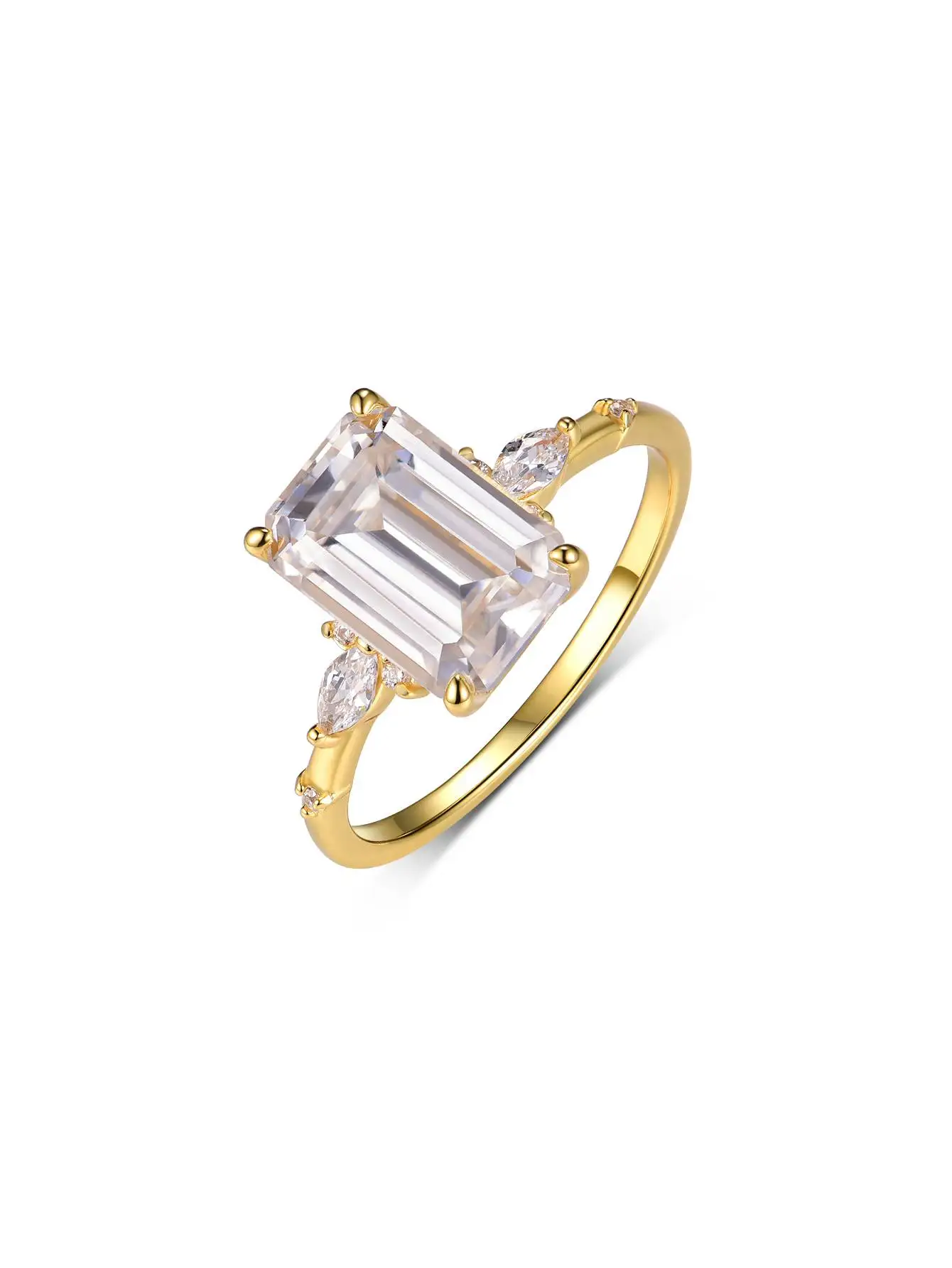 S925 خاتم فضي مستطيل مثمن 7*10 مللي متر 3.5CT مويسانيتي ، مجوهرات عالية الجودة ، عصرية ، مناسبة لتقديم الهدايا