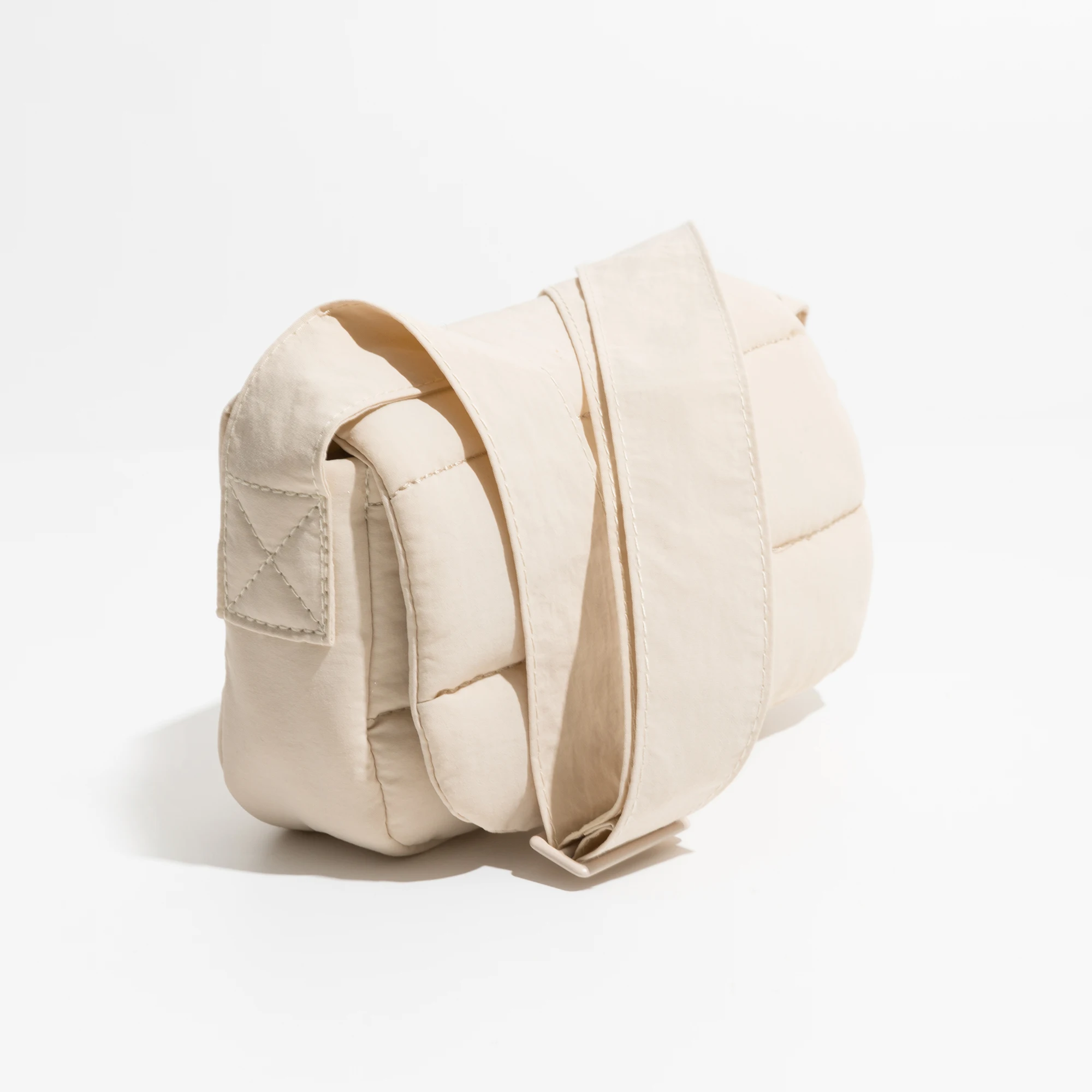 

KOKOPEAS Flip Cover Small Square Bag Padded Down Quilted Nylon With Cotton Solid Color Phone Purse Women's Simple Shoulder Bag