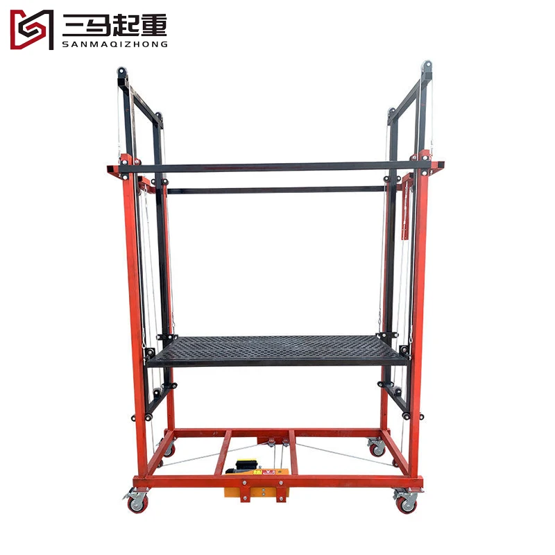 4m 6m 8m 300kg 500kg 折りたたみ式建設作業用はしご 移動式折りたたみ式携帯電動足場リフトプラットフォーム