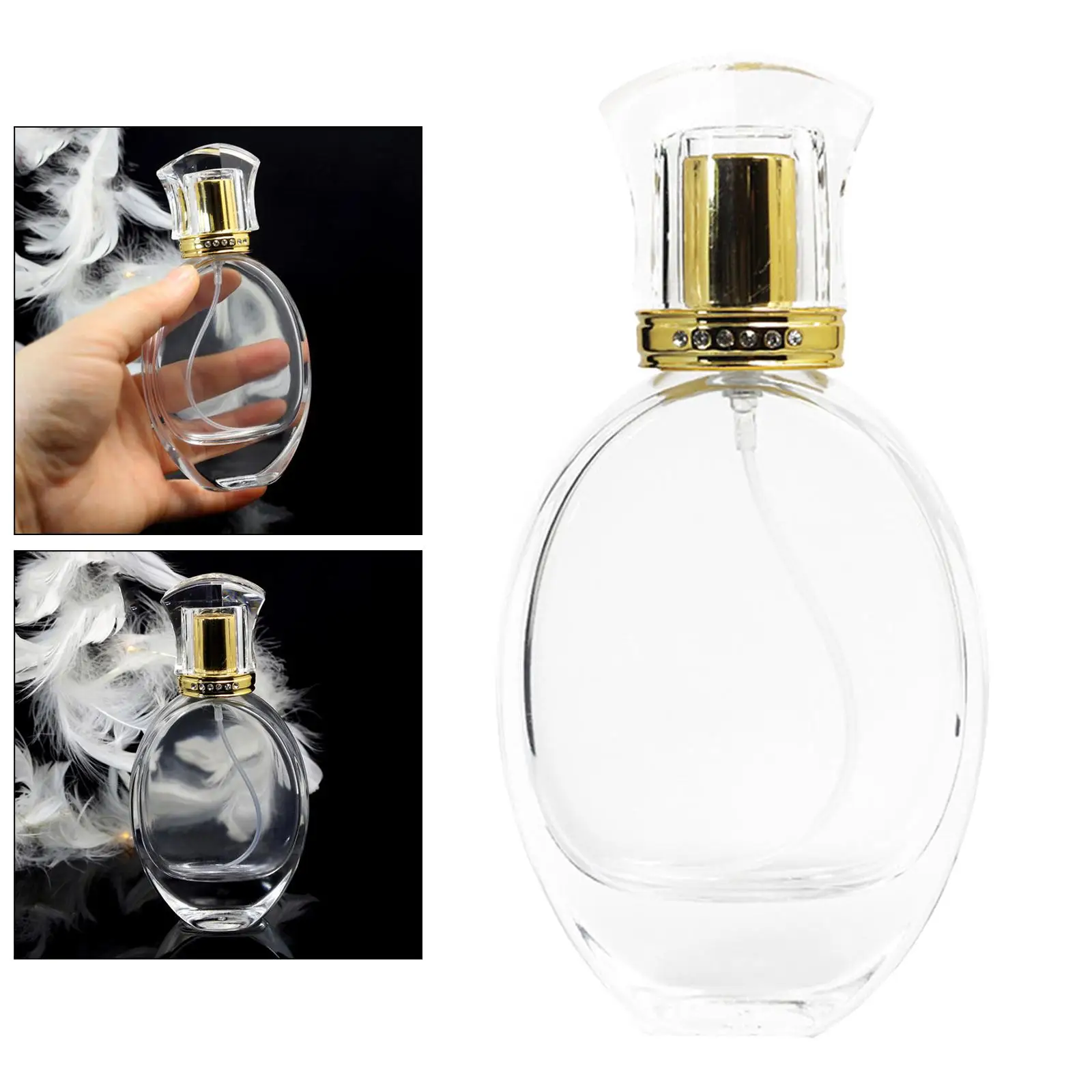 garrafa fina recarregável vazia oval do pulverizador do perfume da névoa de 50ml, com aplicador do pulverizador