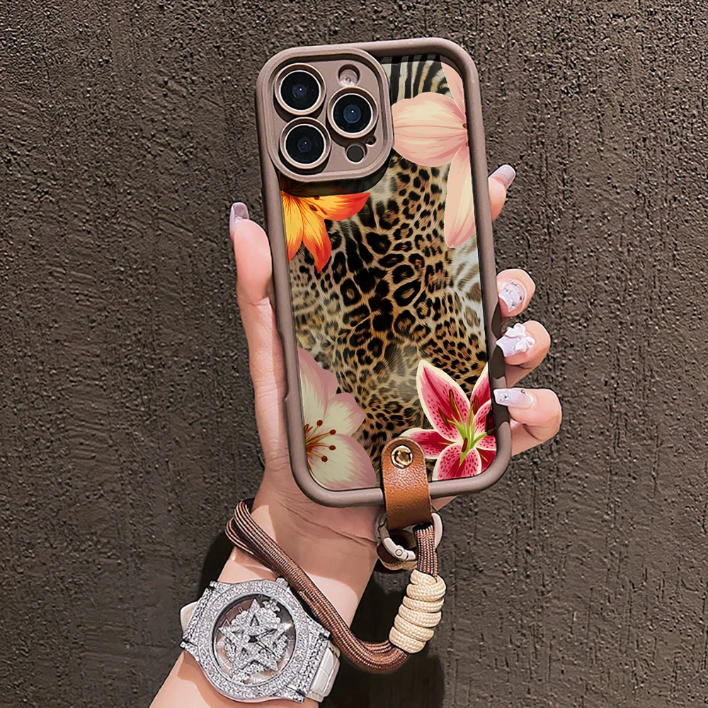 Leopardenmuster-Handyhülle für Samsung Galaxy S26 S21 S25 S24 S23 S22 Ultra Plus FE Hülle A16 A36 A54 A55 A56 mit Lanyard Funda – Detail 6
