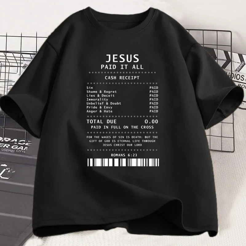 Jesus Paid It All T Shirt Christian T-Shirt Jesus Loves Me Tshirt Trendy Faith Religious Tees Men Women Short Sleeve O-Neck Tops