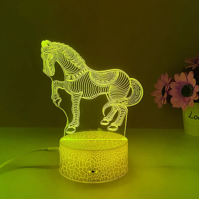 

Ночник Nighdn Horse, прикроватная лампа, 3D иллюзия, ночник, декор для спальни, уникальный день рождения, рождественский подарок для мальчиков, девочек, детей