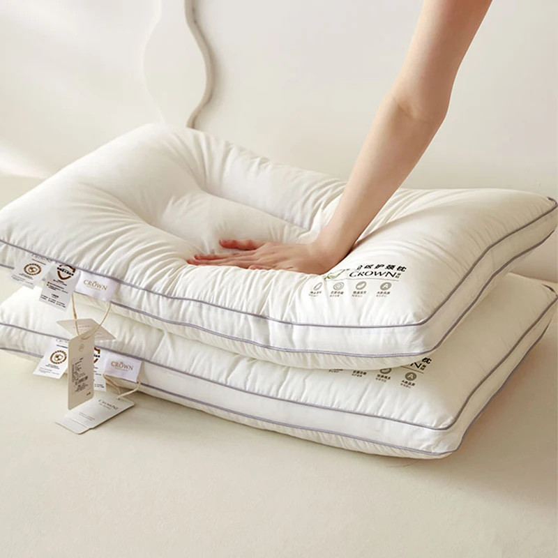 1PC/2PCS Antibacterial Zoned Pillow, Pure Cotton Cover, Breathable Firm Support, Side & Back Sleeper