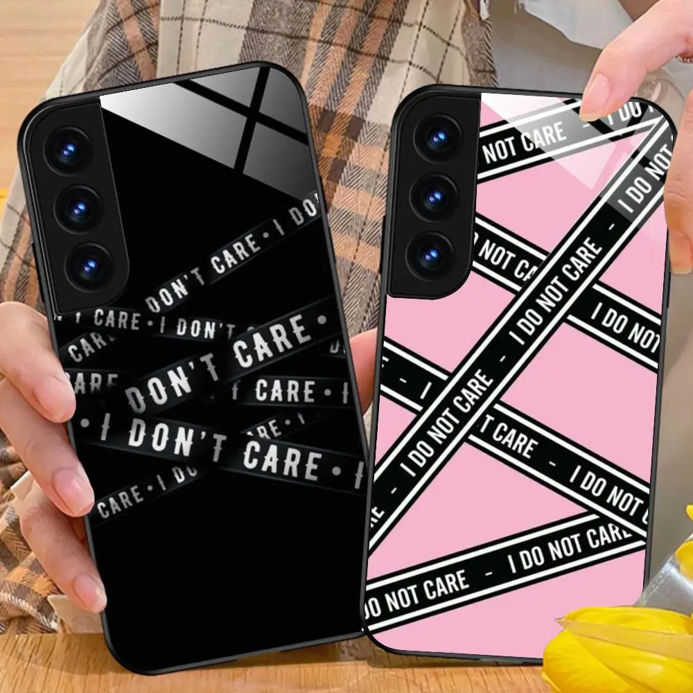 Slogan Care Phone Case for Samsung Galaxy S26 S25 S24 S23 S22 S21 S20 Note20 Plus FE Ultra Glass Protective Cover
