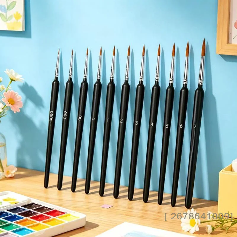 ⚑11Pcs Fine Tip Liner Paint Brush Set Non Slip Comfort Grip Assorted Sizes For Watercolor Acrylic Painting Nail Art