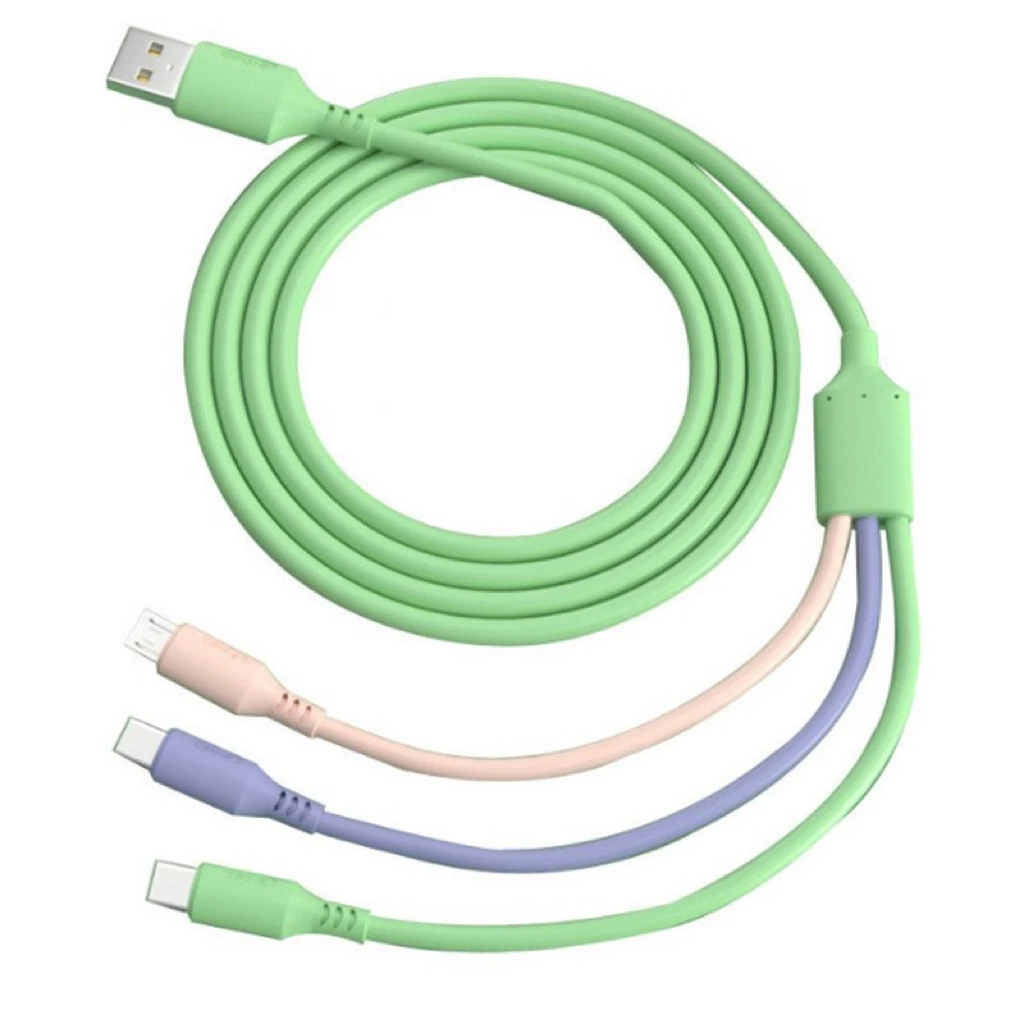 PVC 3 in 1 Typc C Micro USB Multi Fast EV 1.2 Meter 2.4A Charging Cable for Android Phone